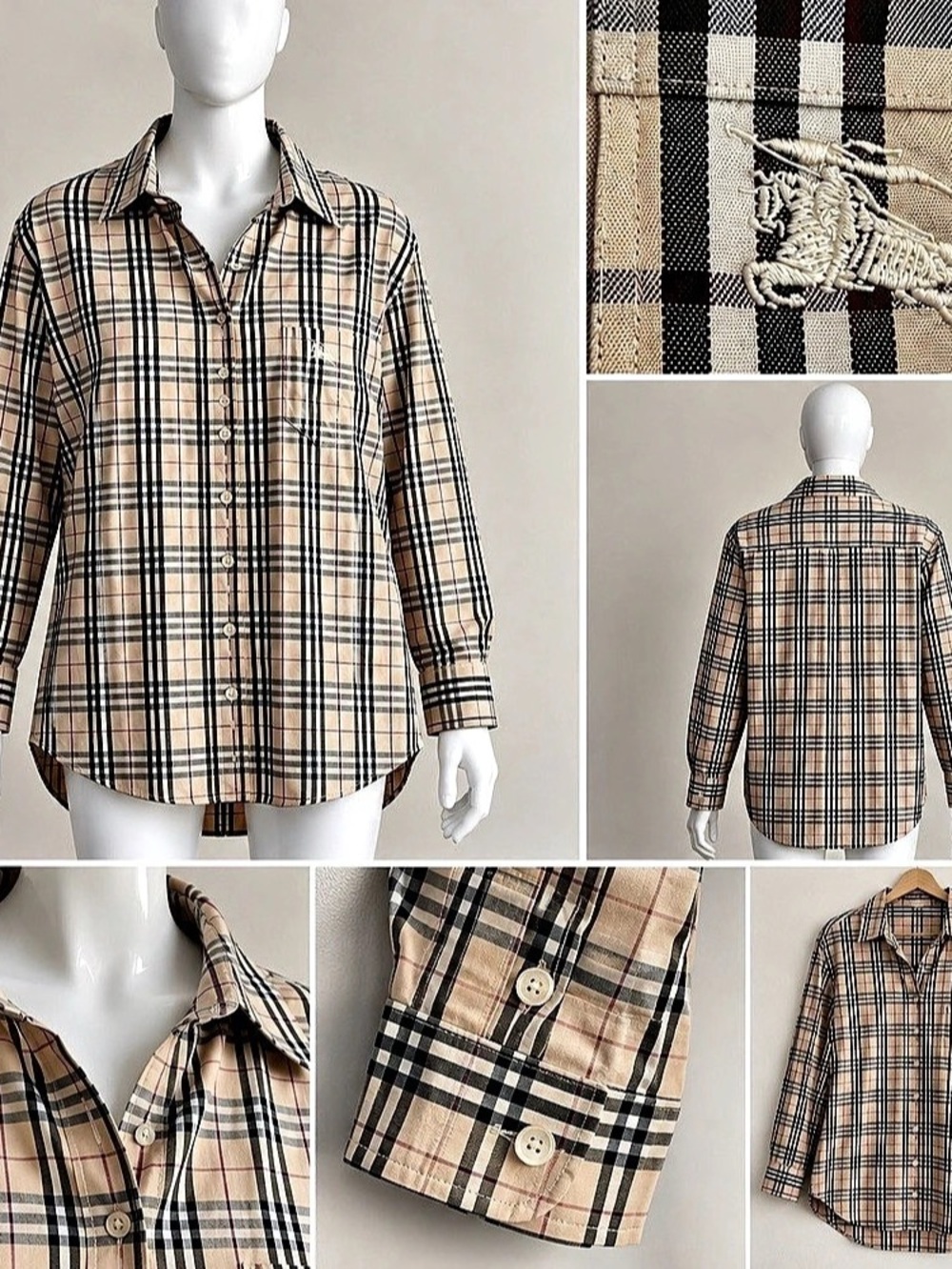 Burberry London Nova Check Plaid Button Down Shirt Men's XL Size 43